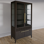 Витрина Primo со стеклянными фасадами и буфетом шпон Темный орех варинант исполнения - 3 | Loft Concept в Воронеже