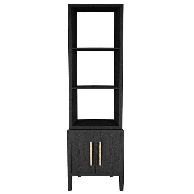 Этажерка Primo с тумбой шпон Черный дуб Черный Золотой в Воронеже | Loft Concept 