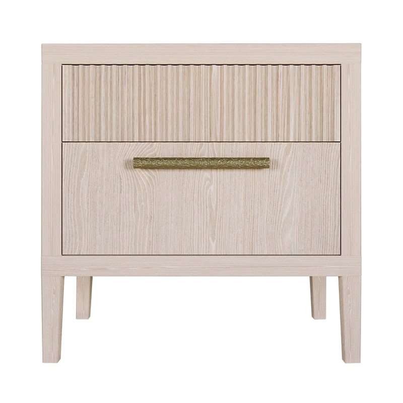 Прикроватная Тумбочка Primo с двумя ящиками Светлый дуб Древесина Золотой в Воронеже | Loft Concept 