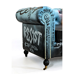Диван в Лофт Честерфильд граффити из винтажной кожи GRAFFITI PARA Chesterfield варинант исполнения - 4 | Loft Concept в Воронеже