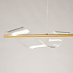 Люстра линейная золотистого цвета с двумя прозрачными волнистыми элементами Wave Line варинант исполнения - 4 | Loft Concept в Воронеже