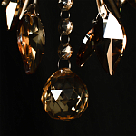 Люстра подвесная круглая с тканевым полупрозрачным абажуром и подвесками 4 лампы Gilded Elegance варинант исполнения - 7 | Loft Concept в Воронеже