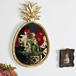 Зеркало овальной формы с золотистой рамкой и декоративной верхушкой в виде ананаса Pineapple Shine  варинант исполнения - 2 | Loft Concept в Воронеже