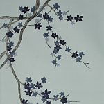 Обои ручная роспись Cherry Tree Original colourway on Adam Grey dyed silk варинант исполнения - 2 | Loft Concept в Воронеже