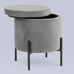 Серый пуф на черных ножках SANJAY варинант исполнения - 2 | Loft Concept в Воронеже