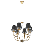 Люстра на металлическом основании бронзового цвета с 6-ю черными конусовидными абажурами Dignity варинант исполнения - 4 | Loft Concept в Воронеже