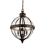 Подвесной светильник бронзового цвета с прозрачным стеклянным плафоном в форме шара в индустриальном стиле на цепи 4 лампы Feiss варинант исполнения - 1 | Loft Concept в Воронеже