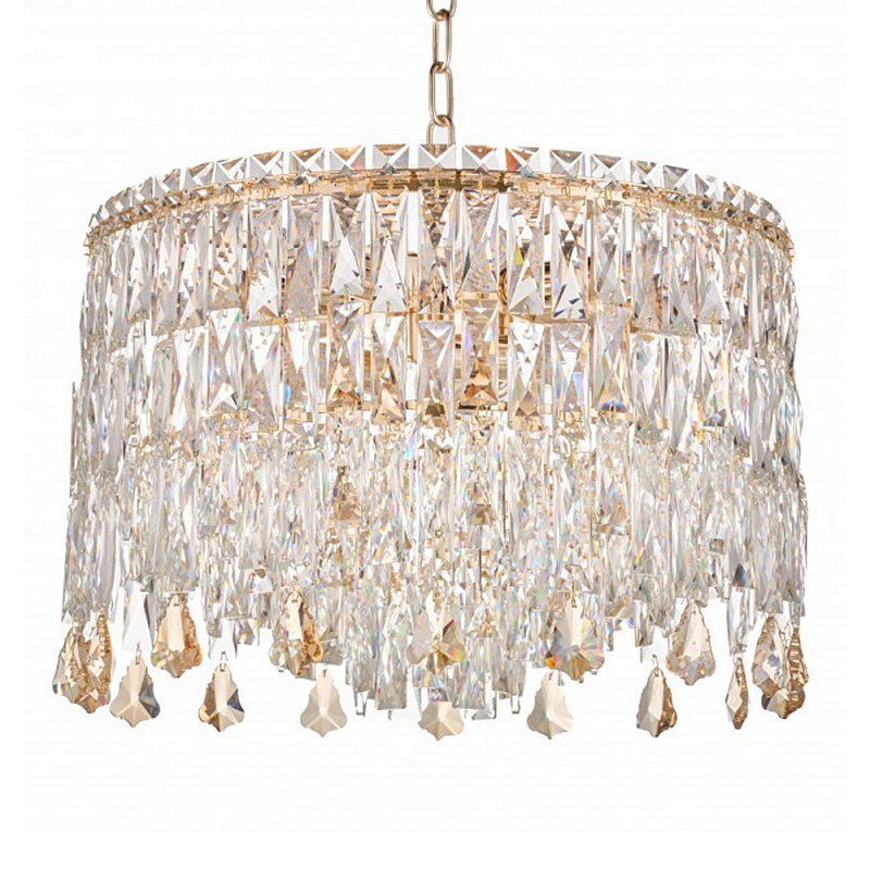 Люстра круглая с хрустальными подвесками на золотистом каркасе Roul Crystal Light Золотой Прозрачный Люстра круглая с хрустальными подвесками на золотистом каркасе Roul Crystal Light Золотой Прозрачный в Воронеже | Loft Concept