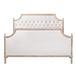 Кровать двуспальная светло-бежевая с основанием из массива дуба с мягким изголовьем Flax Beds варинант исполнения - 1 | Loft Concept в Воронеже