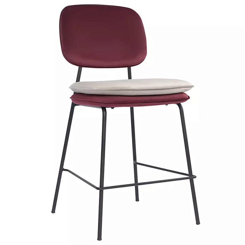 Стул полубарный с мягкой обивкой из велюра Soft Velor Chair Мульти Бежевый Стул полубарный с мягкой обивкой из велюра Soft Velor Chair Мульти Бежевый в Воронеже | Loft Concept
