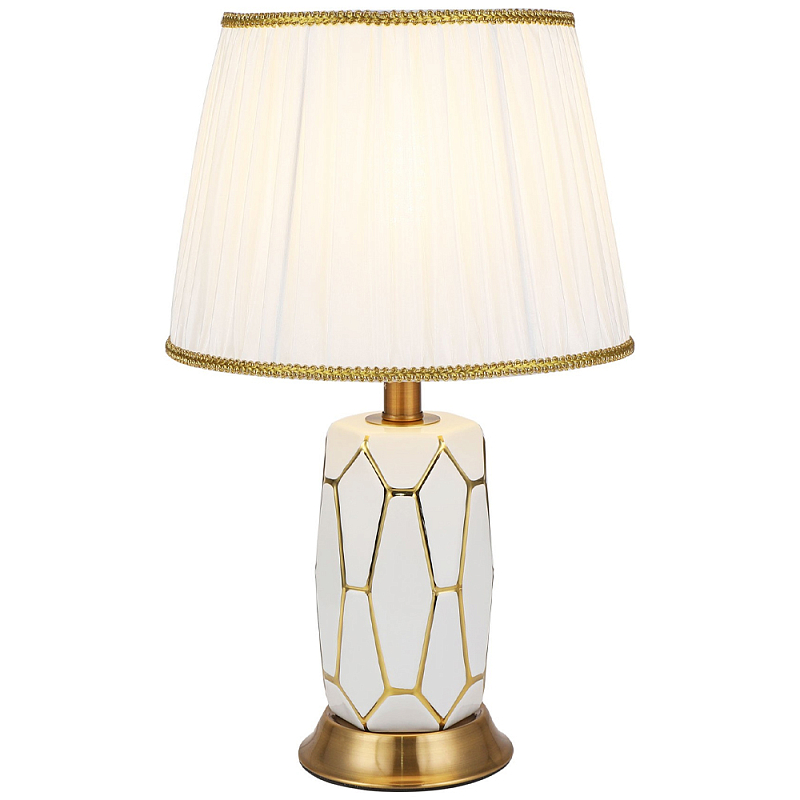 Настольная лампа с абажуром Fiorella Table Lamp White Белый Золотой Настольная лампа с абажуром Fiorella Table Lamp White Белый Золотой в Воронеже | Loft Concept