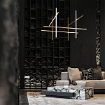 Люстра с 6-ю  пересекающимися цилиндрическими плафонами на тонких тросах Trumpet tube варинант исполнения - 8 | Loft Concept в Воронеже