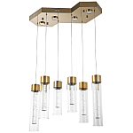 Люстра c 6-ю стеклянными плафонами золото Sparkling Bubbles Tube Gold Hanging Lamp варинант исполнения - 1 | Loft Concept в Воронеже