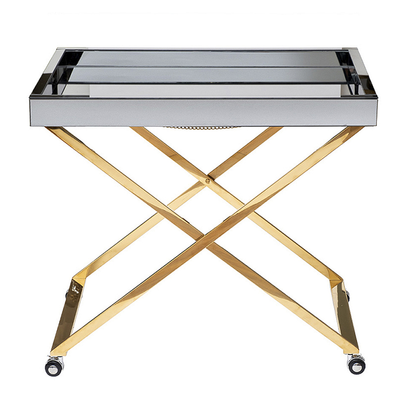 Стол сервировочный с зеркальной столешницей Splendid Serving Table Золотой Хром в Воронеже | Loft Concept 