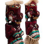 Комплект из 2-х деревянных статуэток Asmat Straw Headdress Statuettes Red Turquoise Tattoo варинант исполнения - 3 | Loft Concept в Воронеже
