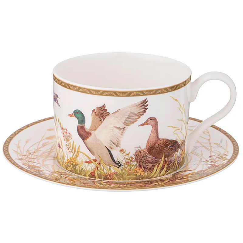 Чайная пара из фарфора с изображением собаки и уток 300 мл Hunting Porcelain Collection Белый Коричневый Мульти Чайная пара из фарфора с изображением собаки и уток 300 мл Hunting Porcelain Collection Белый Коричневый Мульти в Воронеже | Loft Concept