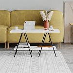 Стол журнальный с белой прямоугольной столешницей и полкой ESSEL WHITE варинант исполнения - 1 | Loft Concept в Воронеже