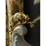 Чаша голубого цвета с оранментом и и бронзовыми фигурами леопардов Eden Garden варинант исполнения - 7 | Loft Concept в Воронеже