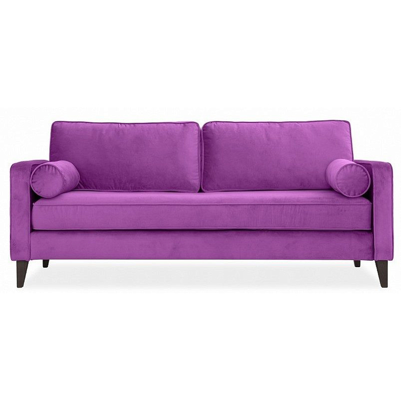 Диван бархатный с двумя подушками-валиками Simple Berry Sofa Лиловый Коричневый в Воронеже | Loft Concept 