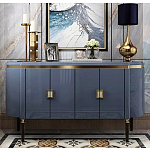 Дизайнерский комод синий глянцевый с золотыми ручками на 4-х дверцах Martin варинант исполнения - 2 | Loft Concept в Воронеже