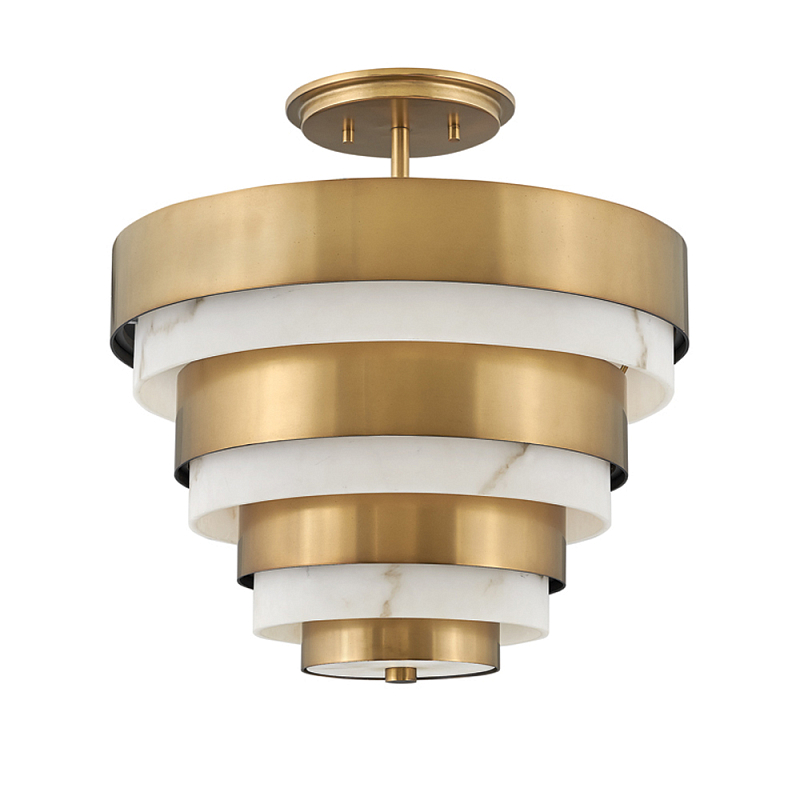 Потолочный светильник многоярусный с чередованием латунных и белых колец Hinkley  Латунь Белый в Воронеже | Loft Concept 