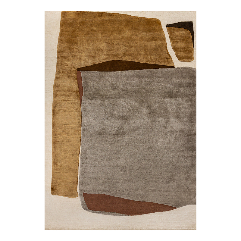 Ковер шелк Manhattan Wool Silk Carpet VII Серый Бежевый Коричневый Горчичный в Воронеже | Loft Concept 