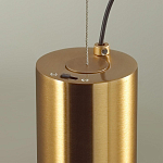 Подвесной светильник цилиндрической формы с плафоном из алебастра и металлическими торцами Латунь 60 см Cryptocrystalline Stone варинант исполнения - 5 | Loft Concept в Воронеже