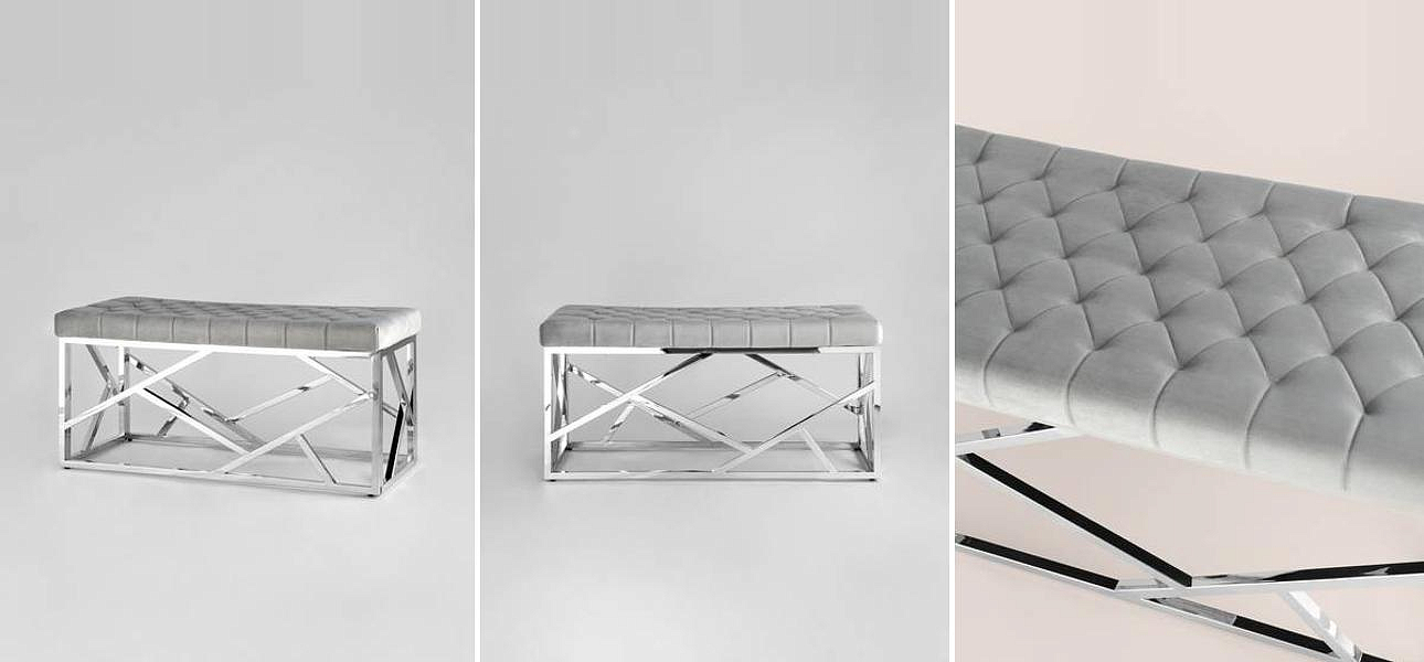 Банкетка серый велюр Geometry Serene Phoenix Банкетка серый велюр Geometry Serene Phoenix - Loft-Concept в Воронеже