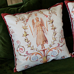 Декоративная подушка бежевая с растительным орнаментом Raffael Angel Beige Red Cushion варинант исполнения - 2 | Loft Concept в Воронеже