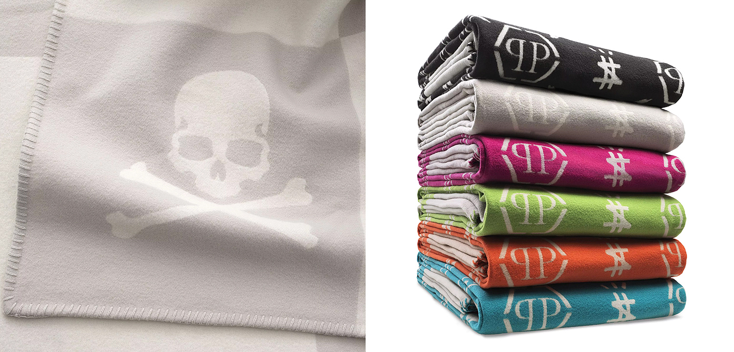 Плед Philipp Plein Plaid Cashmere Skull Grey Плед Philipp Plein Plaid Cashmere Skull Grey - Loft-Concept в Воронеже