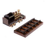 Часы настольные в виде паровоза из натурального камня Обсидиан Train Stone Clock варинант исполнения - 6 | Loft Concept в Воронеже