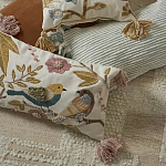 Чехол на подушку с кисточками и вышивкой птиц Ethnic mix Birds Rect варинант исполнения - 6 | Loft Concept в Воронеже