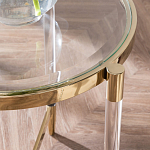 Золотой приставной столик с круглой стеклянной столешницей Weightless Table варинант исполнения - 7 | Loft Concept в Воронеже