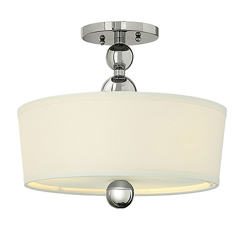 Потолочный светильник с белым цилиндрическим плафоном и шарообразными деталями Hinkley Никель Бежевый в Воронеже | Loft Concept 