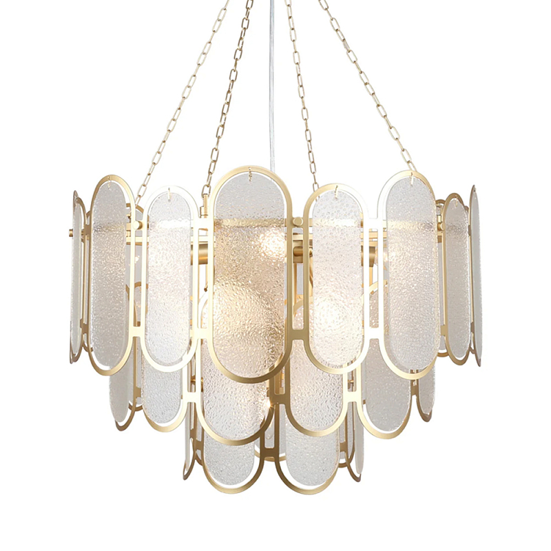 Люстра с многослойным эффектом из овальных элементов из непрозрачного стекла Conformation Латунь в Воронеже | Loft Concept 