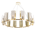 Люстра подвесная круглая с прямоугольными мраморными и золотистыми панелями на металлическом каркасе Диаметр 118 см Marble square Chandelier варинант исполнения - 3 | Loft Concept в Воронеже