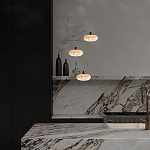 Подвесной светильник с плафоном в виде эллипса из белого алебастра Cryptocrystalline Stone варинант исполнения - 6 | Loft Concept в Воронеже