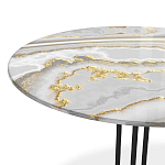Стол журнальный с круглой столешницей из стекла Gray and Gold Marble варинант исполнения - 3 | Loft Concept в Воронеже