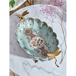 Чаша из голубого фарфора на бронзовых ножках с рисунком цветов и фигурками стрекоз Blue Garden варинант исполнения - 4 | Loft Concept в Воронеже