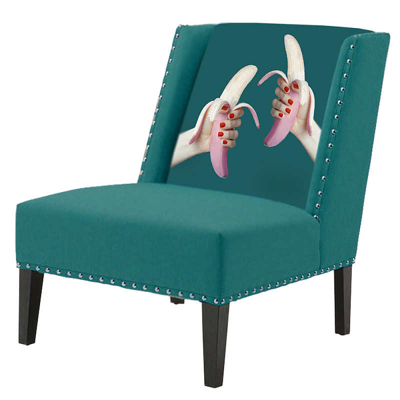 FUN Armchair Two Bananas Turquoise Дизайнерское кресло с цветным принтом Бирюзовый в Воронеже | Loft Concept 