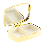 Таблетница карманная прямоугольная с 2-мя отделениями с зеркалом и накладкой из натурального камня Малахит Gold Stone Pillboxes варинант исполнения - 2 | Loft Concept в Воронеже