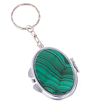 Зеркало брелок карманное двухстороннее из натурального камня Малахит Stone Mirrors варинант исполнения - 1 | Loft Concept в Воронеже