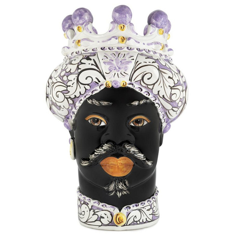 Ваза Vase Moro Man Ornate Violet Черный Фиолетовый Белый в Воронеже | Loft Concept 