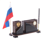 Настольный письменный набор с часами из природного камня обсидиана For the Deputy варинант исполнения - 2 | Loft Concept в Воронеже