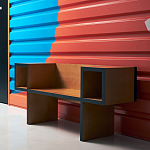 Дизайнерская скамейка  Canton  Beech and Black Bench варинант исполнения - 6 | Loft Concept в Воронеже