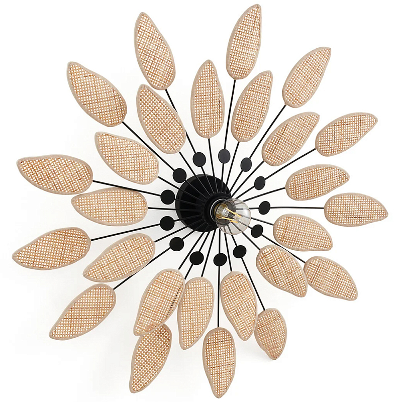 Настенный светильник с плетеным декором Wicker Leaves Wall Lamp Бежевый Черный Настенный светильник с плетеным декором Wicker Leaves Wall Lamp Бежевый Черный в Воронеже | Loft Concept