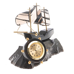 Часы настольные в виде парусника из натурального камня Обсидиан Sailboat Stone Clock варинант исполнения - 5 | Loft Concept в Воронеже