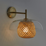 Бра с плафоном из плетенного бамбука Corzine варинант исполнения - 2 | Loft Concept в Воронеже