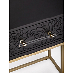 Приставной столик с резным узором на выдвижном ящике Black Table Carved Pattern варинант исполнения - 2 | Loft Concept в Воронеже