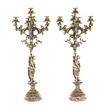 Подсвечники из бронзы на 10 свечей на подставке из камня креноид Stone Candlestick варинант исполнения - 1 | Loft Concept в Воронеже